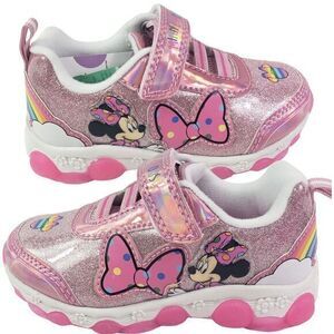 DISNEY‎ Minnie Mouse Sneakers Girls Size 7 (15cms) Shoes Pink Glitter Athletic